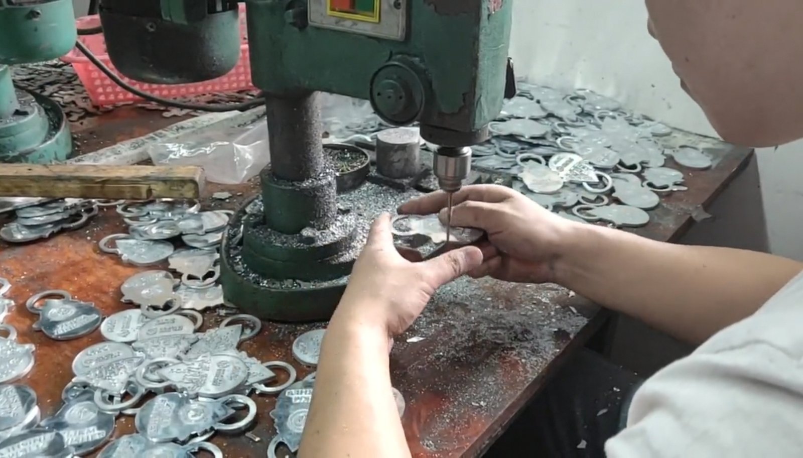 Custom enamel pin manufacturing workshop